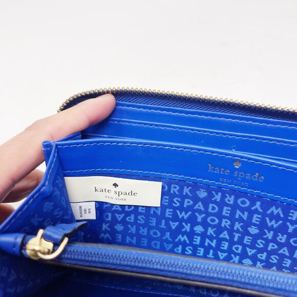 Kate Spade Orbital Blue Elsie Street Snake Embossed Leather Neda Zip Wallet - Picture 9 of 15